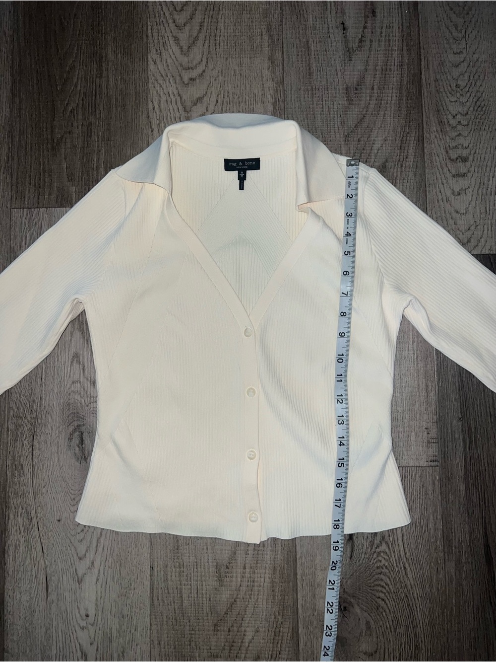 rag & bone Cream Ribbed Button-Down Collared Top nwot - Picture 7 of 11